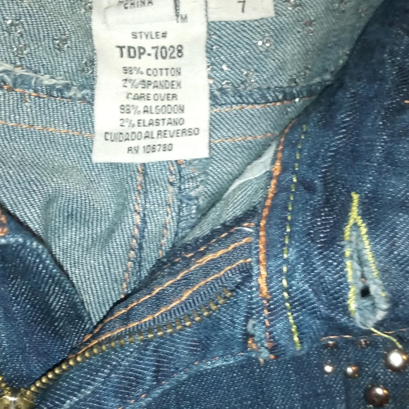 Women Blue Denim TELL Jeans with Bling (sz 7) - Picture 2 of 6